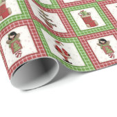 格子縞パターンが付いている低俗な国のクリスマスの覆い ラッピングペーパー (ロールコーナー)