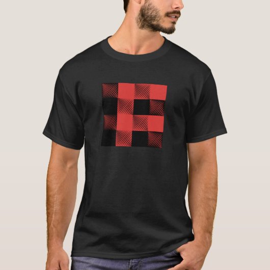 格子縞パターン Tシャツ (正面)