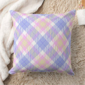 格子縞ブルーピンクイエロー クッション (ブランケット)
