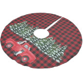 格子縞レッドブラックヴィンテージトラックファームハウスドッグ ブラッシュドポリエステルツリースカート (アングル)