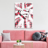 格子縞上のS盾 キャンバスプリント (インサイチュ (リビング))