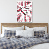 格子縞上のS盾 キャンバスプリント (インサイチュ (寝室))