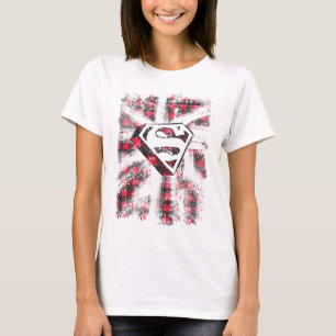格子縞上のS盾 Tシャツ