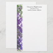 格子花の柔らかい紫色の文房具 便箋 (正面/裏面)