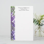 格子花の柔らかい紫色の文房具 便箋 (スタンド正面)