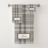 格子雲モダン灰色バスタオルセット バスタオルセット (インサイチュ)