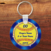 格安かわいいソフトボールチームのギフトアイディア パーソナライズされた キーホルダー (正面)