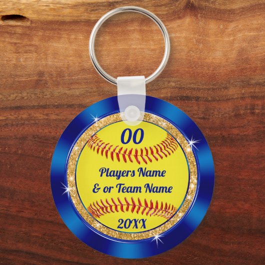 格安かわいいソフトボールチームのギフトアイディア パーソナライズされた キーホルダー (正面)