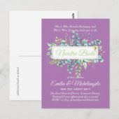 格安のモダンな結婚式招待状（葉のデザイン） ポストカード (正面/裏面)