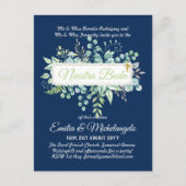 格安のモダンな結婚式招待状(葉のデザイン) ポストカード (正面)