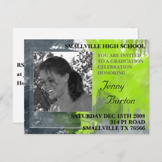 格安の卒業の招待カスタム インビテーションポストカード (正面/裏面)