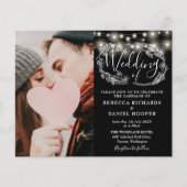 格安の紐ライトの写真の結婚式の詳細の招待状 (正面)