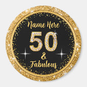 格安カスタムの素晴らしい50誕生日パーティーの好意 マグネット (正面)