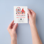 格安カーニバルサーカスショー誕生日招待状 チラシ (手)