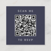 格安ダークブルーシルバー 結婚式 QRコード RSVP エンクロージャーカード (裏面)