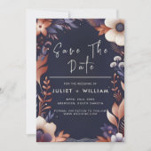 格安バジェットスタイリッシュネイビーブルー結婚ズ セーブザデート (正面)