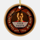格安バスケットボールギフトアイディア,あなたの写真と文字 セラミックオーナメント (正面)