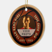 格安バスケットボールギフトアイディア,あなたの写真と文字 セラミックオーナメント (左)