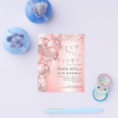 格安バラ金ゴールドグリッターバルーン任意の年齢誕生日 チラシ (シングル)