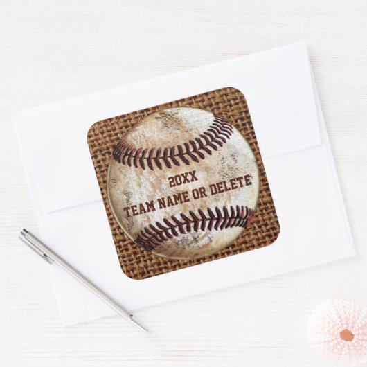 格安パーソナライズされた素朴なチーム野球スタンプ スクエアシール (封筒)