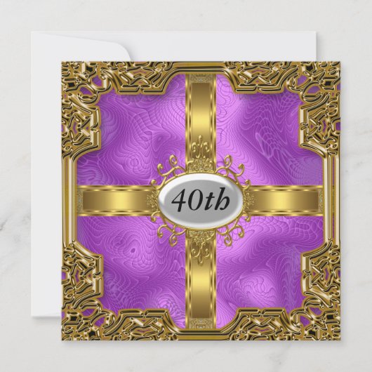 格安パープルバースデーパーティ招待状 招待状 (正面)