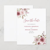 格安ピンクフラワーの結婚式Save The Date (正面/裏面)