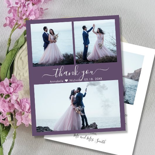 格安フォトコラージュMauve'結婚s Thank You Flyer チラシ