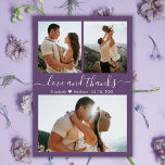 格安フォトコラージュMauve'結婚s Thank You Flyer チラシ<br><div class="desc">安モダンい手の文字エレガント"愛と感謝していパーソナライズされた"スクリプト結婚s (3) 3枚の写真コラージュありがとう低予算フライヤー。結婚スタイリッシュ感謝していのテンプレート前面に3枚、背面に1枚。***ご注意！***詳しくは下にスクロール！***文字「愛と」と感謝していは、白い色のスワッシュを持つキュラシッ渦巻形のクな手文字のタイポグラフィのスクリプトフォントの上に白または埃っぽい梅の紫の背景。メッセージと名前をカスタムするを感謝していパーソナライズする。名前の間の小さな愛のハート。ノートもしを手書きしたい場合は、サンプル文字を削除して宇宙を増やす。***ご注意！***予算紙/チラシは紙薄。封筒が含まれていない***紙をアップグレードする太い紙のを変更する***デザインが切り取られるか画面に表示されない場合はもし、ライブデザインサービスを利用し頼てお楽しみくだ救済さい。ご注文はプリンタに直接届く。画面に表示される内容は、印刷され、出荷されるものである。だからトリプルチェックあなたのテキストのすべての情報、写真やスペルミスを受信するあなたの表示を正確に、他の誰も印刷前に何もチェックしない。</div>