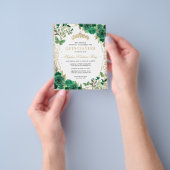 格安フローラグリーン金ゴールドティアラキンセアニラ招待状 チラシ (手)