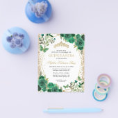 格安フローラグリーン金ゴールドティアラキンセアニラ招待状 チラシ (シングル)