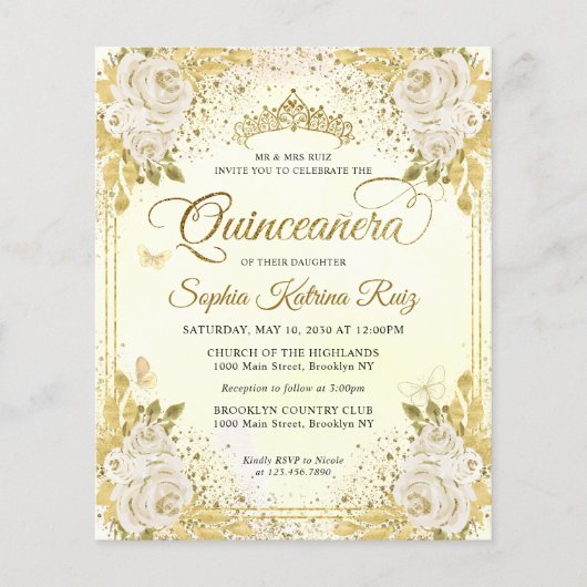 格安フローラライトパープル金ゴールドティアラキンセアニラ チラシ (正面)