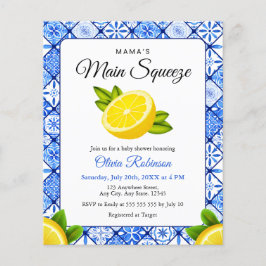格安ブルーママのメインスクイーズベビーシャワー招待状