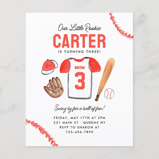 格安ルーキー・オブ・ザ・イヤー野球シャツ誕生日 チラシ (正面)