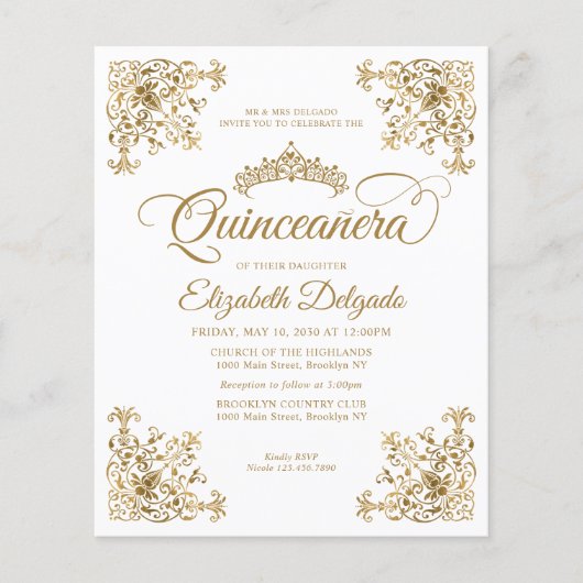 格安ヴィンテージホワイト金ゴールドティアラフレームキンセアニェラ チラシ (正面)