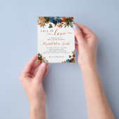 格安秋インラブフローラネイビーブルーブライダルシャワー チラシ (手)