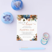 格安秋インラブフローラネイビーブルーブライダルシャワー チラシ (シングル)