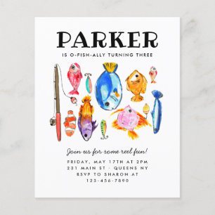 格安素朴O-Fish-alリールおもしろい魚釣り誕生日 チラシ