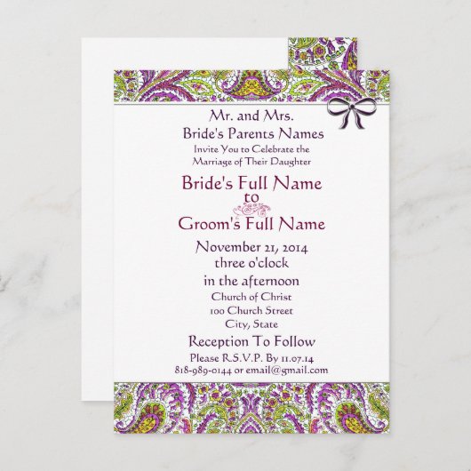 格安結婚式招待状はがき インビテーションポストカード (正面/裏面)