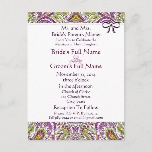 格安結婚式招待状はがき インビテーションポストカード (正面)