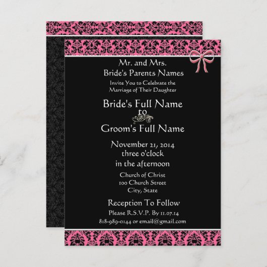 格安結婚式招待状はがき インビテーションポストカード (正面/裏面)