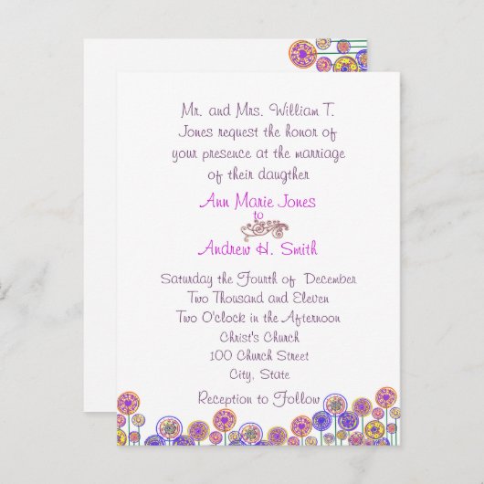 格安結婚式招待状はがき インビテーションポストカード (正面/裏面)