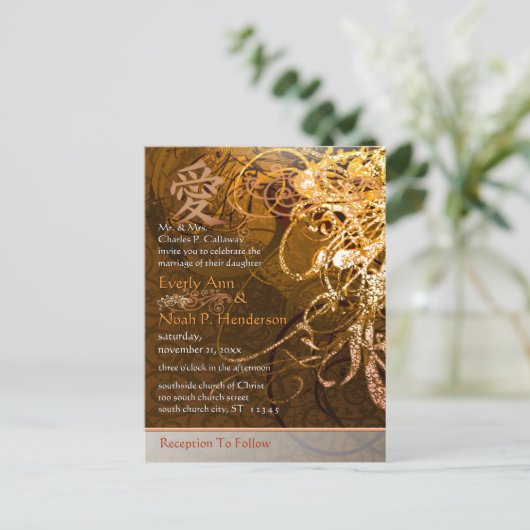 格安結婚式招待状はがき インビテーションポストカード (スタンド正面)