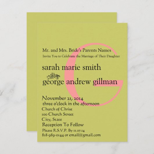 格安結婚式招待状はがき インビテーションポストカード (正面/裏面)