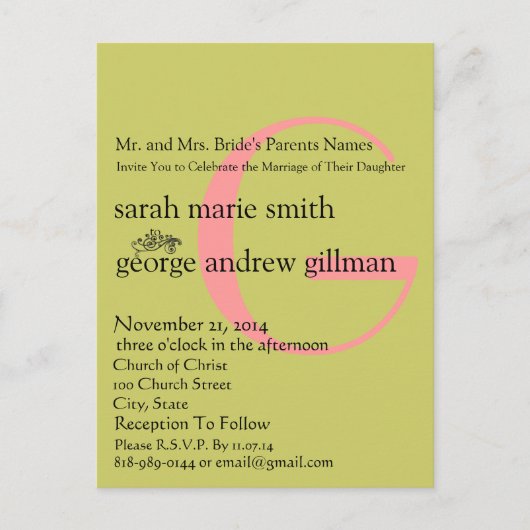 格安結婚式招待状はがき インビテーションポストカード (正面)