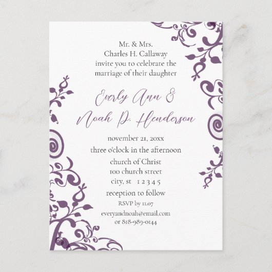 格安結婚式招待状はがき インビテーションポストカード (正面)