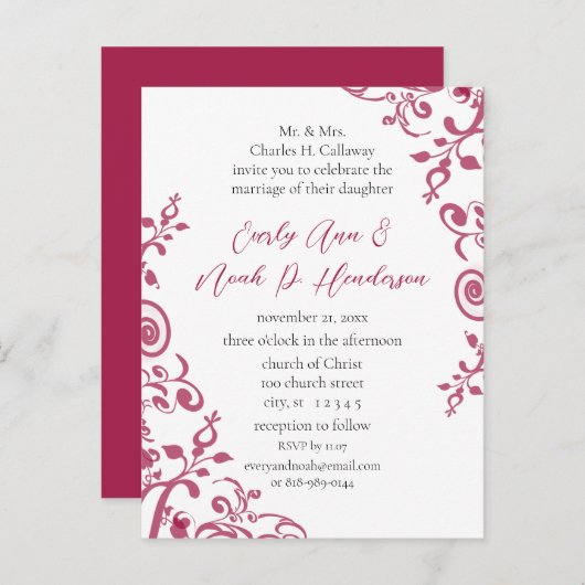 格安結婚式招待状はがき インビテーションポストカード (正面/裏面)