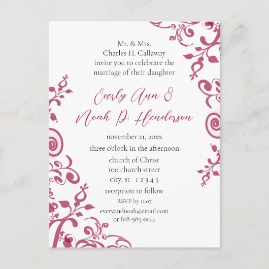 格安結婚式招待状はがき インビテーションポストカード (正面)