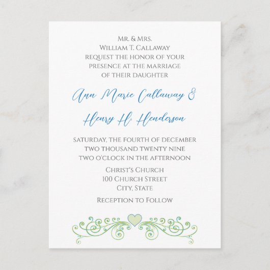 格安結婚式招待状はがき インビテーションポストカード (正面)