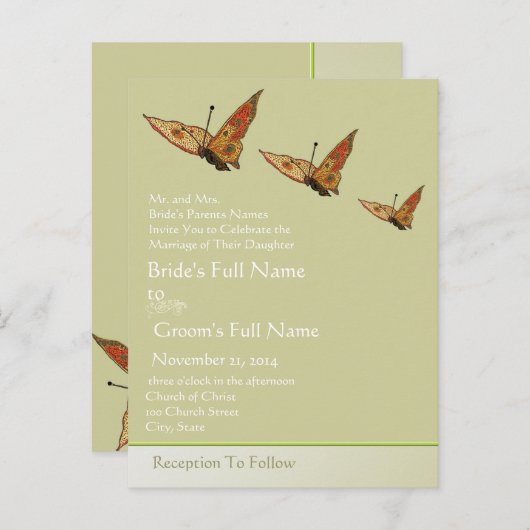 格安結婚式招待状はがき インビテーションポストカード (正面/裏面)