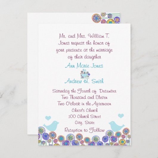 格安結婚式招待状はがき インビテーションポストカード (正面/裏面)